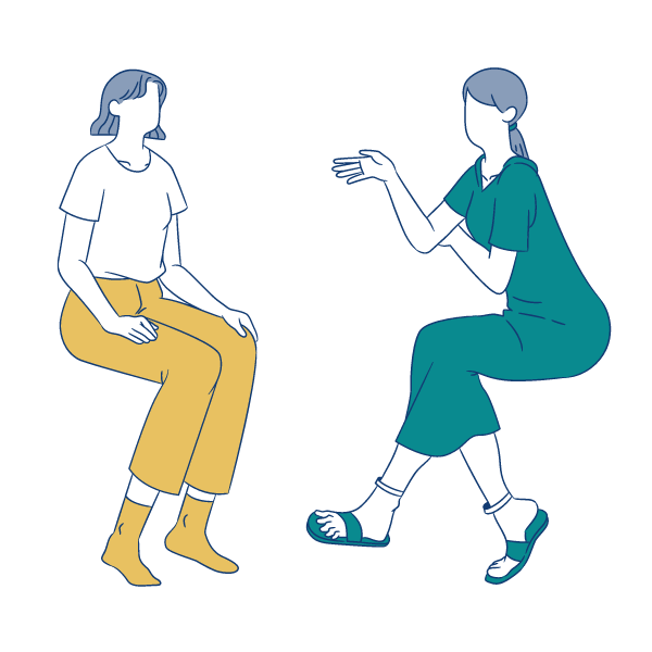 Illustration of two people sitting and having a conversation